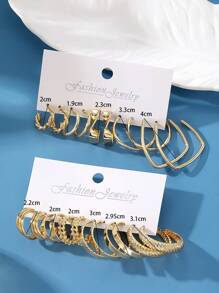 22pcs Women's Metal Earring Set - Yellow Gold - View 6