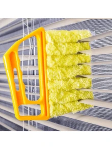 1pc Yellow Mini Blind Cleaning Brush, Suitable For Cleaning Air Conditioning, Car Vent - Yellow - View 1