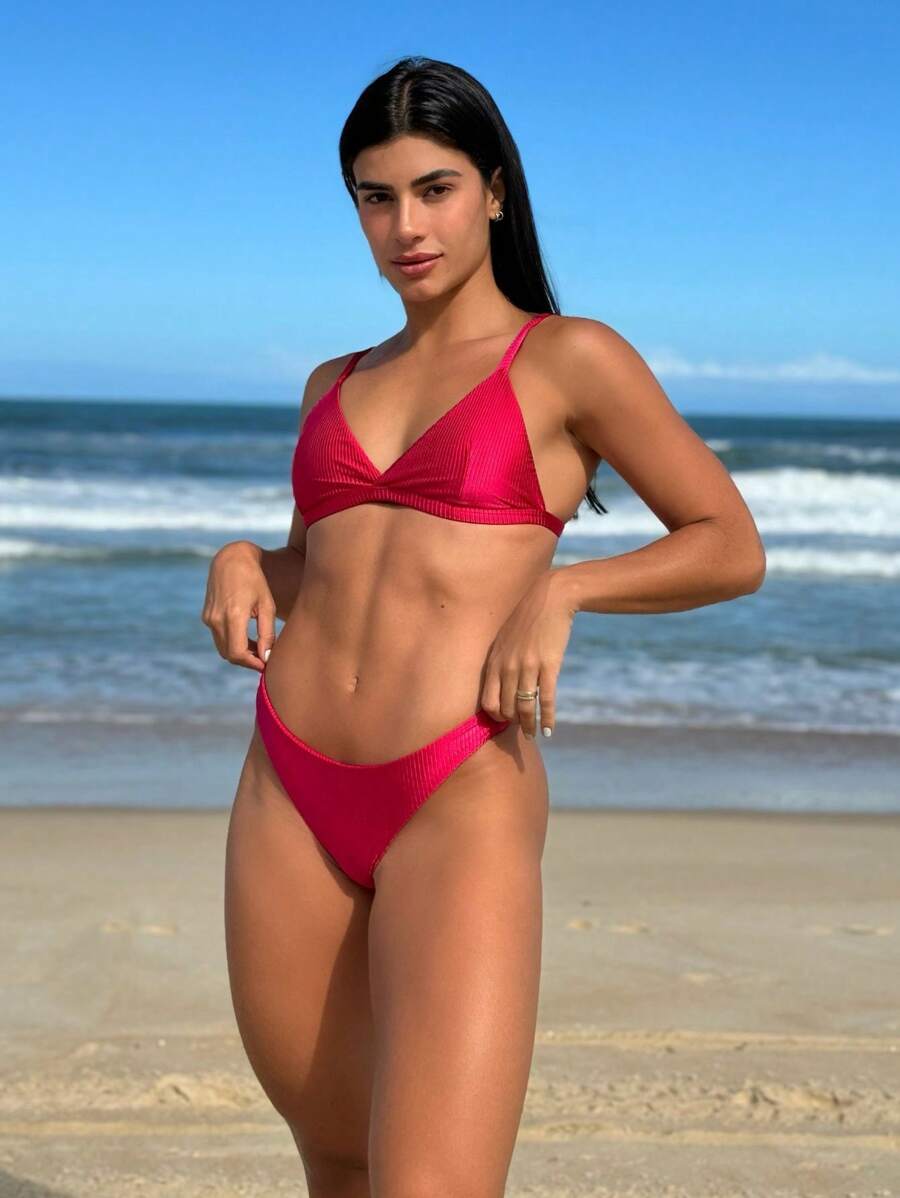 Women Bikini Sets - 玫紅色 - 查看 1