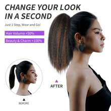 12 Inch Fluffy Straight Hair Ponytail Extensions, Suitable For Brown Yaki Ponytail, Fluffy Synthetic Clip-In Ponytail Extensions, Claw Clip Ponytail, Suitable For Women's Daily, Party, Halloween, Cosplay, Christmas, Gathering And Other Occasions. (1B/30) - Coffee Brown - View 6