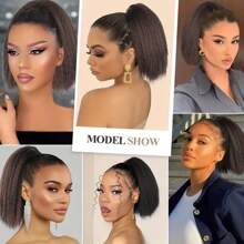 12 Inch Fluffy Straight Hair Ponytail Extensions, Suitable For Brown Yaki Ponytail, Fluffy Synthetic Clip-In Ponytail Extensions, Claw Clip Ponytail, Suitable For Women's Daily, Party, Halloween, Cosplay, Christmas, Gathering And Other Occasions. (1B/30) - Coffee Brown - View 9