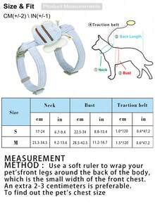 1set Pet Traction Rope For Small Dogs & Cats, Adjustable Chest & Back Strap, Bee Design, Prevent Loss, Suitable For Walking Or Jogging - Blue - View 6