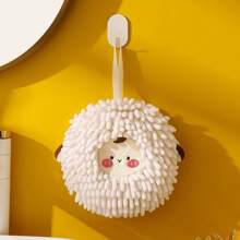 1入造型卡通羊毛絨掛式手巾,廚房浴室裝飾厚實快干吸水布 - 白色 - 查看 5