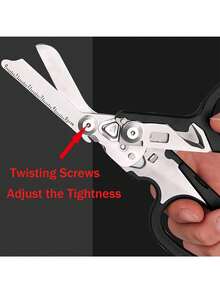 緊急剪刀,不銹鋼可摺疵剪刀,戶外露營救援剪刀,附帶套 - 棕色 - 查看 7