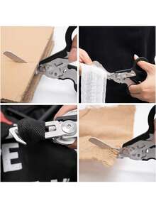 緊急剪刀,不銹鋼可摺疵剪刀,戶外露營救援剪刀,附帶套 - 棕色 - 查看 5