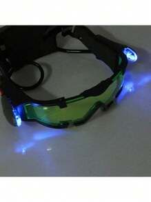 可調節led夜視玻璃護目鏡摩托車賽車狩獵眼鏡,配有翻轉式燈光,防風（部分零件隨機發送） - 黑色 - 查看 7