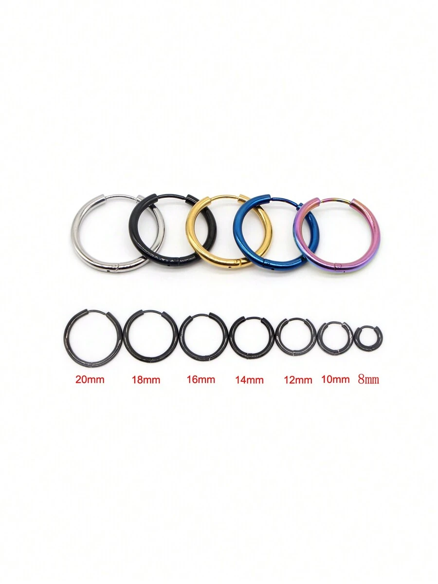 2 Thép không gỉ 2.5mm Dày NỮ Nam Váy rộng Kẹp Tròn Vòng khuyên tai Tai Xoắn ốc Punk Đồ trang sức xuyên thấu - Hoa tai - Xem 1