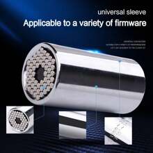 Universal Socket Wrench Set: 7-19mm Professional Sockets, Portable Tools, Power Drill & Ratchet Wrench Adapter, Chrome Steel - Handy Multi-Function Repair Kit - Silver - View 2