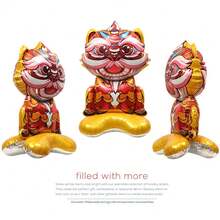 1入組40*90cm新年裝飾照片道具氣球 4d立體大財神和卡通獅氣球 - 銅色 - 查看 2