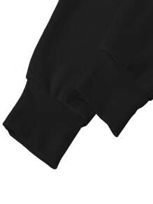 HOODIE SUDADERA ANGELES Capucha con estampado de letra con bolsillo de canguro con cordón - Negro - Ver 5