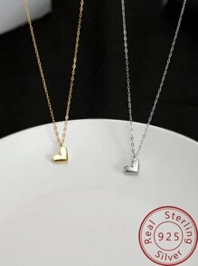 Under the banyan tree 1 件韩式几何镂空心形吊坠 S925 纯银项链女款简约个性锁骨链