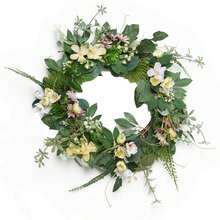 1入組,前門春季花圈,春季野花門花圈,春季家居窗戶裝飾花圈,全季節專用桉樹花圈,內外兼顧及家居裝飾 - 綠色 - 查看 5