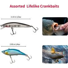 24pcs Lure Set For Freshwater Fishing, Suitable For Bass, Trout, Salmon, Including Spoon Lure, Soft Plastic Worms, Crankbait Lure, Fishing Pliers, Hooks, Tackle Box - Multicolor - View 2