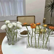 1 set Jarrón de tubo de vidrio transparente para el hogar, maceta hidropónica, arreglo floral, decoración del hogar, regalo de fiesta, decoración del hogar, jarrón de flores, centro de mesa, decoración de mesa