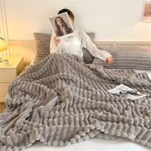 1pc Soft & Plush Solid Color Fleece Blanket, Skin-Friendly Warm Throw Blanket, Multi-Functional Use As Travel Blanket, Air Conditioner Cover, Summer Thin Blanket, Bedroom/Sofa/Office Decor, All-Season, Perfect Gift For Friends And Family - Grey - View 3