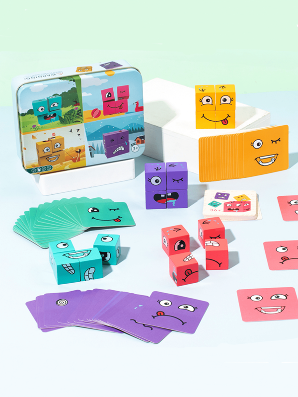 Magic Cube Building Blocks Puzzle Toy That Change Faces, Promotes Parent-kid Interaction, Stimulates Logical Thinking, And Improves Intelligence - Great Table Game For Kids