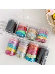 100入組隨機顏色小髮圈 - 彩色 - 查看 1