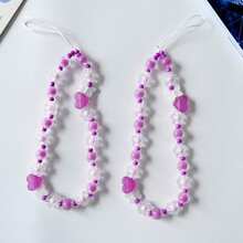 Matte Pink Beaded Cell Phone Lanyard - Hot Pink - View 5