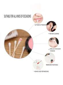 100入組用於耳部清潔、卸妝和醫療治療的一次性木棒,雙端使用 - 白色 - 查看 3