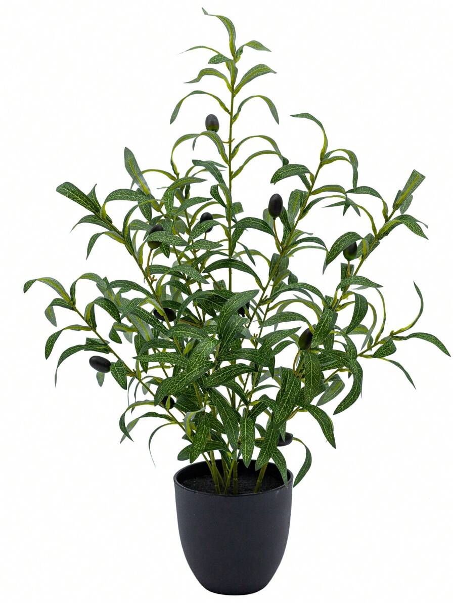 24'' Artificial Olive Tree Tall Fake Floor Plant With Plastic Pot Artificial Green Plant For Office Home Indoors And Outdoors All Year Round Decoration - Green - View 1