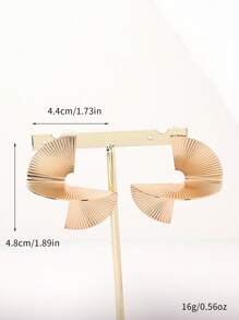 1pair Exaggerated Asymmetrical Earrings For Women, Geometric S-Shaped Ear Studs - Yellow Gold - View 6