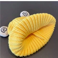 1pc Baby Hat Cute Bear Shaped Knitted Woolen Cap, Warm Winter Beanie For Infants - Yellow - View 3