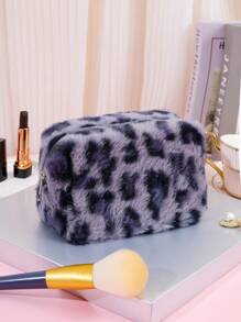 1Pc New Leopard Print Octagonal Shaped Plush Cosmetic Bag, Portable Stylish Makeup Organizer Bag For Women, Makeup Bag Makeup Pouch Skincare Bag Toiletry Bag Packing Cubes, Travel Essentials Cruise Essentials Dorm Essentials, Wedding Bridesmaid Gifts, Mom Gifts, Birthday Gifts, Gifts For Friends And Teachers, Bathroom Living Room Bedroom Decor, Lip Oil Organizer, Nail Polish Organizer Makeup Bag Storage Makeup Organizer Makeup Case Makeup Travel Toiletry Organizer Gifts Storage Zipper Accessories Nail