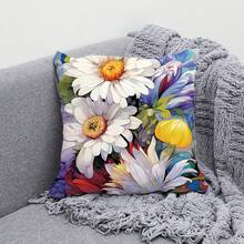 1pc 17.7*17.7inch /45*45cm Polyester Digital Printed Flower Pattern, Throw Pillow Case With Hidden Zipper For Living Room/Bedroom/Home Decor, Pillow Core Not Included - Multicolor - View 5