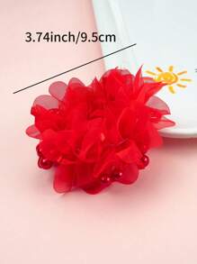 2pcs Girls' Headband Set With Elastic And Durable Hair Ties For Making Cute Buns - Red - View 4
