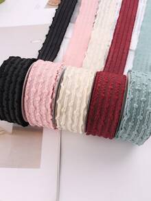 Diy髮飾材料2.5公分綁紋緞帶,禮品包裝帶手工蝴蝶結,每卷5碼 - 綠色 - 查看 6