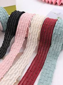 Diy髮飾材料2.5公分綁紋緞帶,禮品包裝帶手工蝴蝶結,每卷5碼 - 綠色 - 查看 2