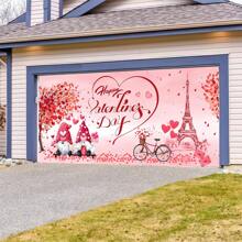 1pc  400*180cm  Garage Door Banner Background Cloth Valentine'S Day Happy Holiday Decoration Hanging Cloth Flag - Multicolor - View 1