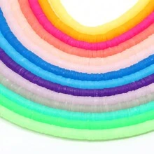 350顆6mm果凍色平面圓形聚合物黏土珠子,海西芯片磁珠,適用於珠寶製作,diy波霍手鍊,針織工藝 - 6mm - 查看 4