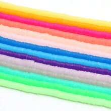 350顆6mm果凍色平面圓形聚合物黏土珠子,海西芯片磁珠,適用於珠寶製作,diy波霍手鍊,針織工藝 - 6mm - 查看 3