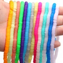 350顆6mm果凍色平面圓形聚合物黏土珠子,海西芯片磁珠,適用於珠寶製作,diy波霍手鍊,針織工藝 - 6mm - 查看 1