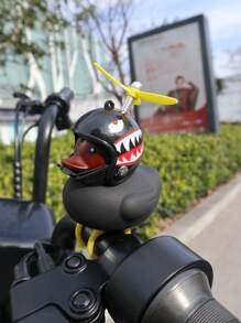 1只帶頭盔的機車鴨子,電瓶車反光鏡,抗風鴨子,公仔鴨子,自行車裝飾,電動車竹蜻蜓鴨子 - 黃色 - 查看 3
