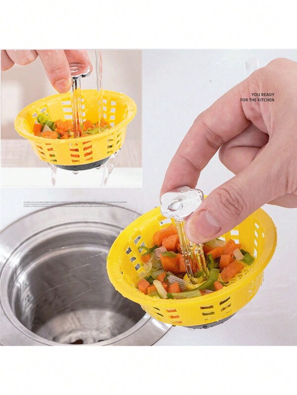 1pc 3.2inch Kitchen Sink Strainer, Plastic Handle Universal Anti
