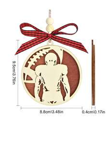 1個雙層木製吊飾,印有足球選手圖案和蝴蝶領結,是足球選手和球迷的完美禮物,適合足球比賽、足球派對、新年和聖誕節的門口和樹上裝飾 - 彩色 - 查看 3