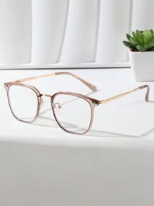 1 件超大方形镜框个性化金属耳钉多色女士时尚眼镜适合户外活动和日常佩戴，装饰造型 - 無色 - 查看 4