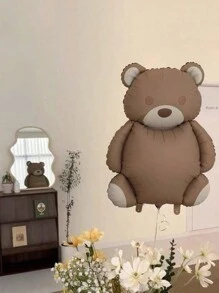 6pcs/Set 18-Inch Vintage Heart Aluminum Foil Balloons Decorated With Coffee Bears For Birthday, Weddings, Valentine'S Day, And Other Gatherings Back To School Valentine Day - Multicolor - View 2