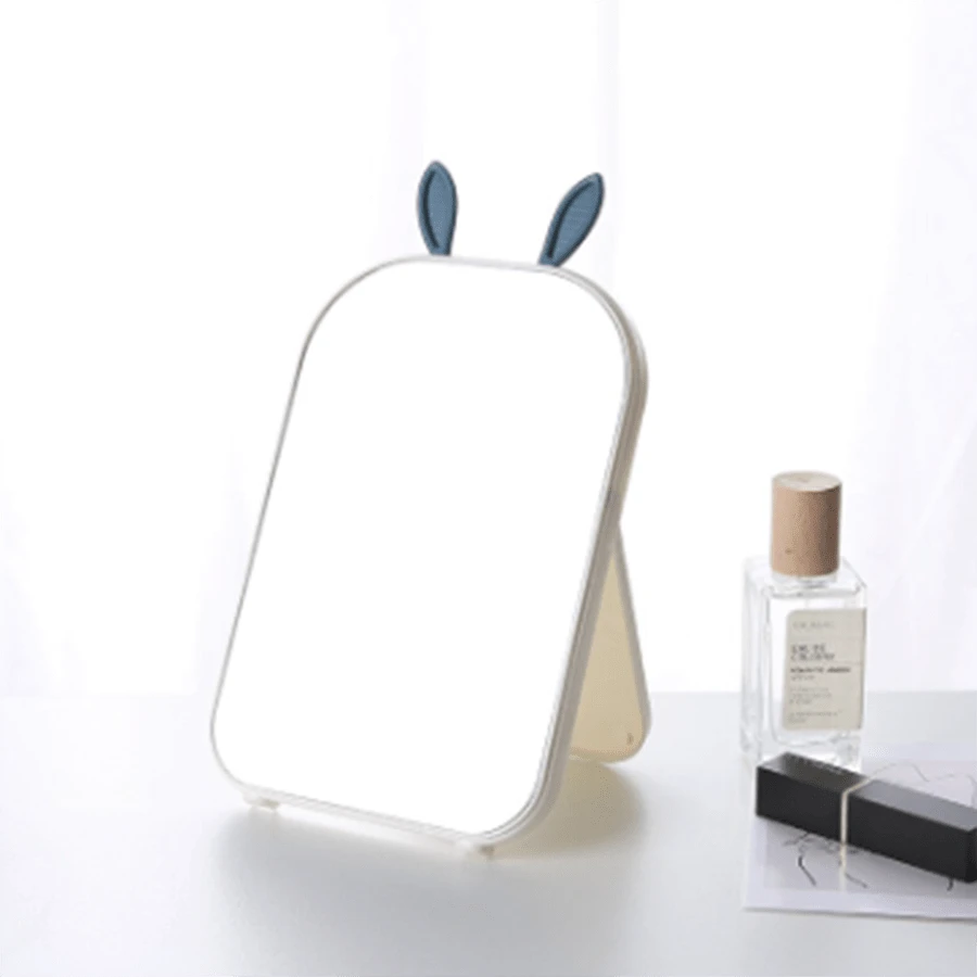 Desktop Princess Style Makeup Mirror, Portable & Concise For Dormitory, Students' Room - White - View 1