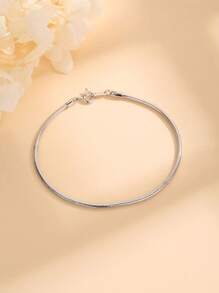1pc S925 Sterling Silver High-end Design Simple All-match Fashionable Women's Bracelet Suitable For Daily Wear - Silver - View 3
