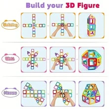 35 piezas/65 piezas Grandes bloques de construcción magnéticos para niños, Set de diseñador de imanes DIY en caja de regalo (color aleatorio) - Gran regalo para vacaciones
