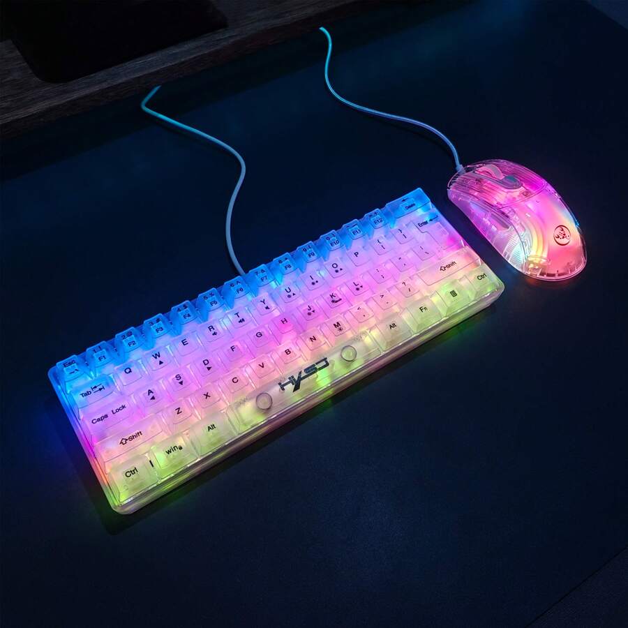 HXSJ Keyboard And Gaming Mouse 12800 Max DPITransparent Membrane Wired