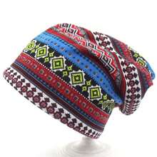 时尚秋冬季格子条纹针织帽和围巾二合一帽子带保暖内衬 - 藍色 - 查看 1