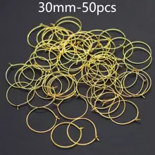 50入/100入金色/銀色大圓環金屬線圈耳環,diy垂墜耳環珠寶製作配件