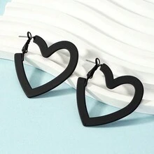 1pair Fashionable Simple Creative Metallic Cute Heart Shaped Earrings - Heart - View 5