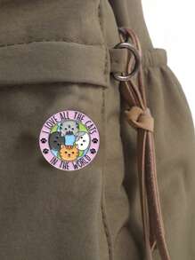 1只創意卡通貓俱樂部圓形diy金屬徽章裝飾配件,適用於衣服、背包、帽子、假日派對禮品,男孩和女孩的配件包、禮品、裝飾品,適用於青少年女孩、大學生、新手和白領族的包袋徽章 - 彩色 - 查看 2