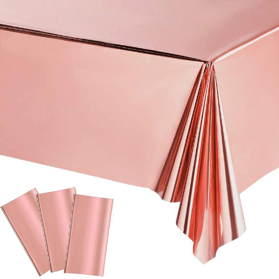 1PC Foil Plastic Tablecloth,Rectangular Shiny Table Cloth Metallic