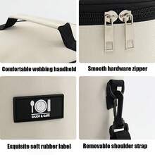 1入翻蓋隔熱午餐手提袋，可裝可愛動物圖案便當盒，學生女士學校組織袋，老師收納袋，教室袋，教室組織袋 - 黑與白 - 查看 5